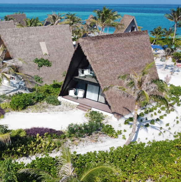Completed island resort villas beside the ocean