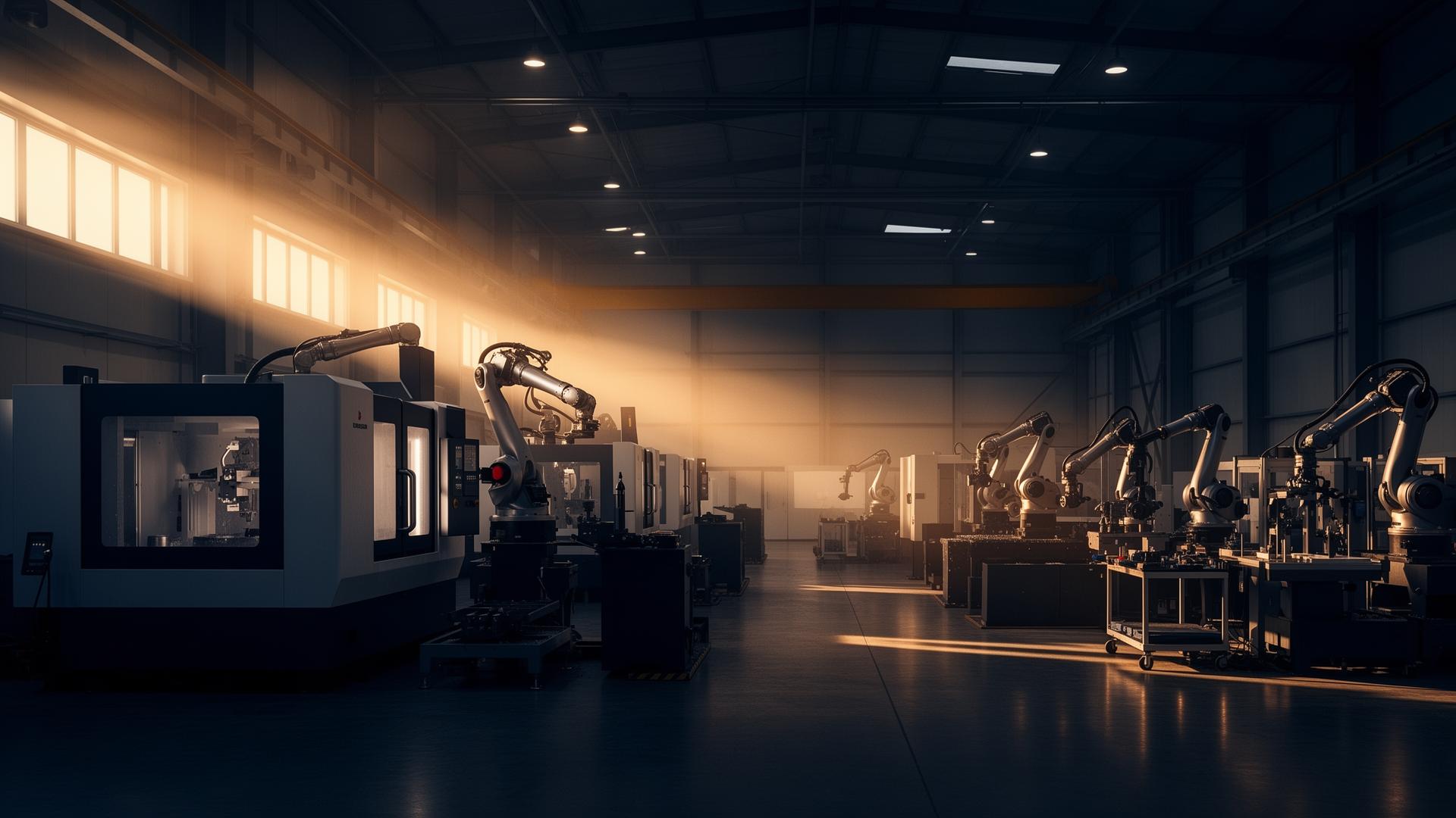 Advanced manufacturing facility at golden hour